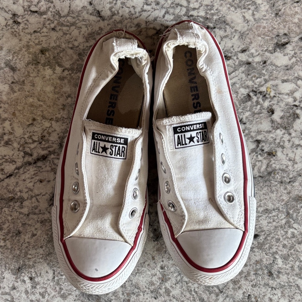 Converse Shoreline White and Red Slip-On Sneakers